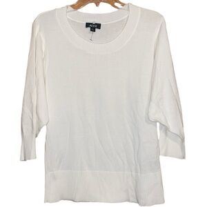•ALYX•NWOT WHITE 3/4 SLEEVE RIBBED CUFF NECK,& WAISTLINE HEM SWEATER MEDIUM